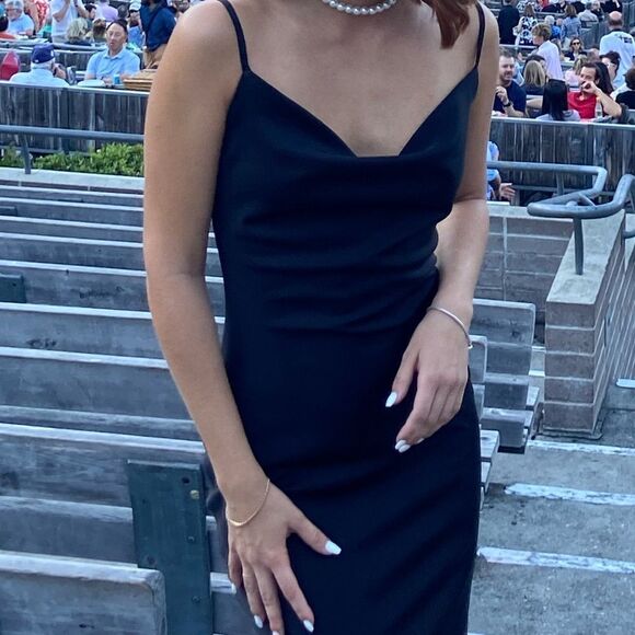 Stunning Midi Black Silky Dress Size S - Picture 4 of 8